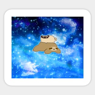 Little Pug and Sloth - Night Sky Sticker